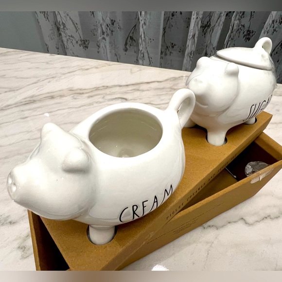 Rae Dunn ceramic piglet cream and sugar set - Picture 3 of 3